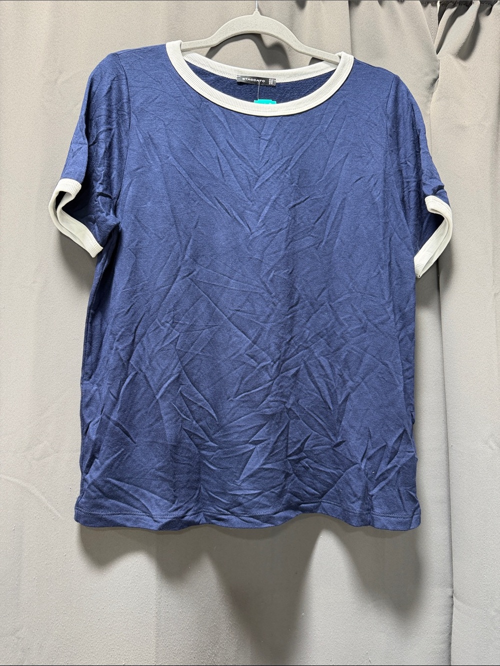 Staccato Mara Short Sleeve Layered Knit Top Navy - L